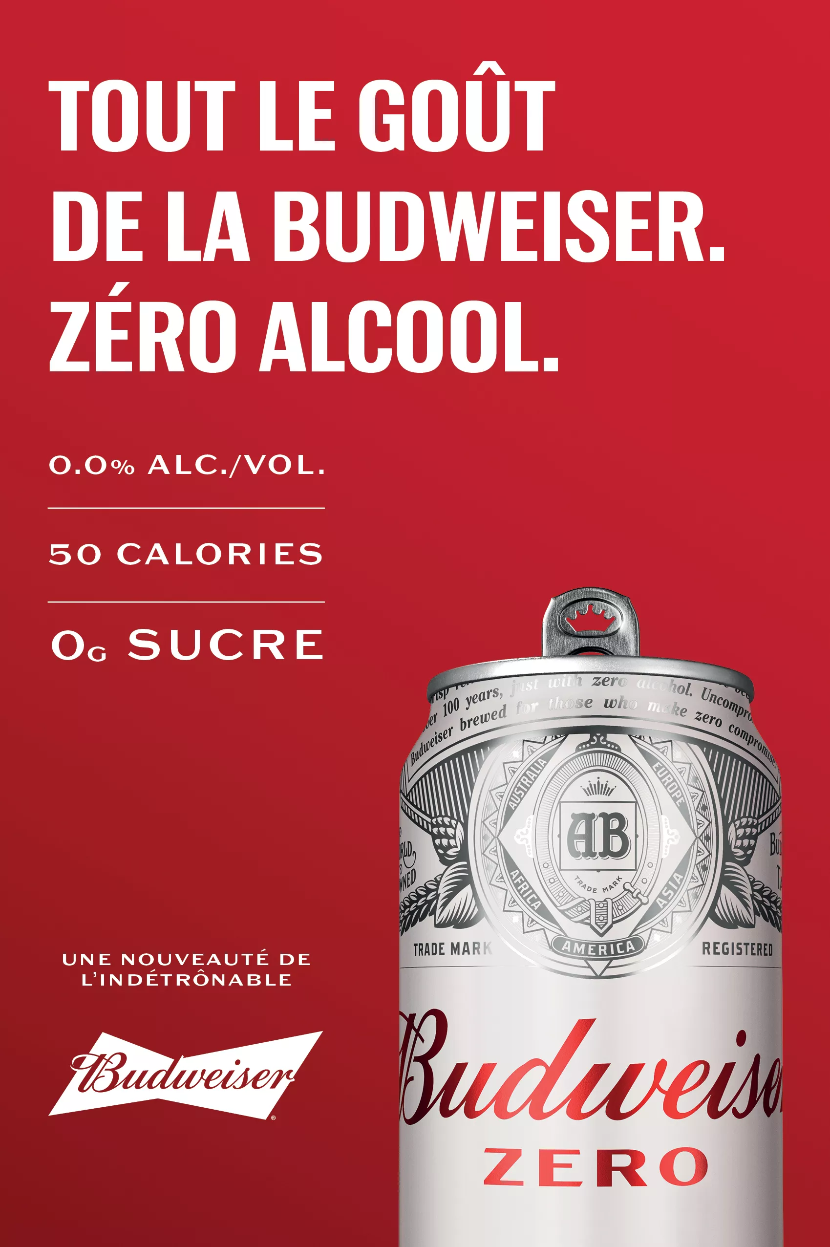 Budzero Budweiser Smooth. Zero Alcohol.